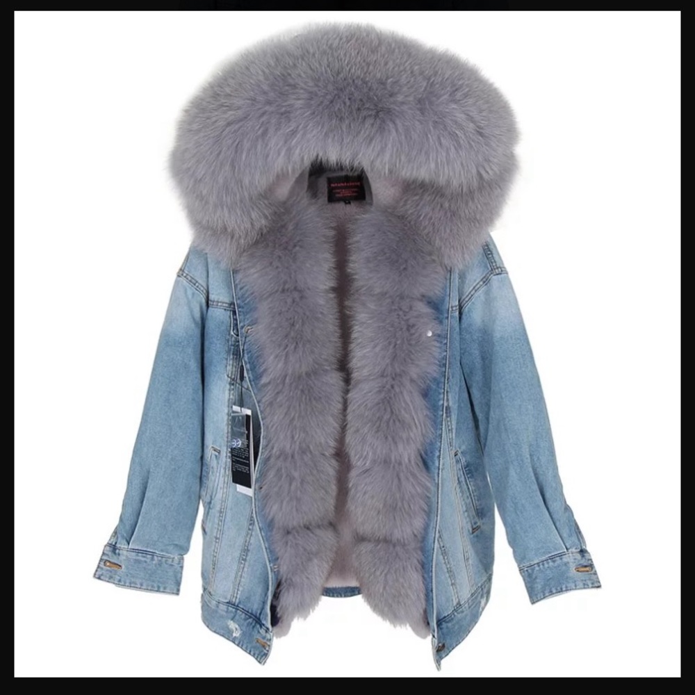 Fox fur jean jacket